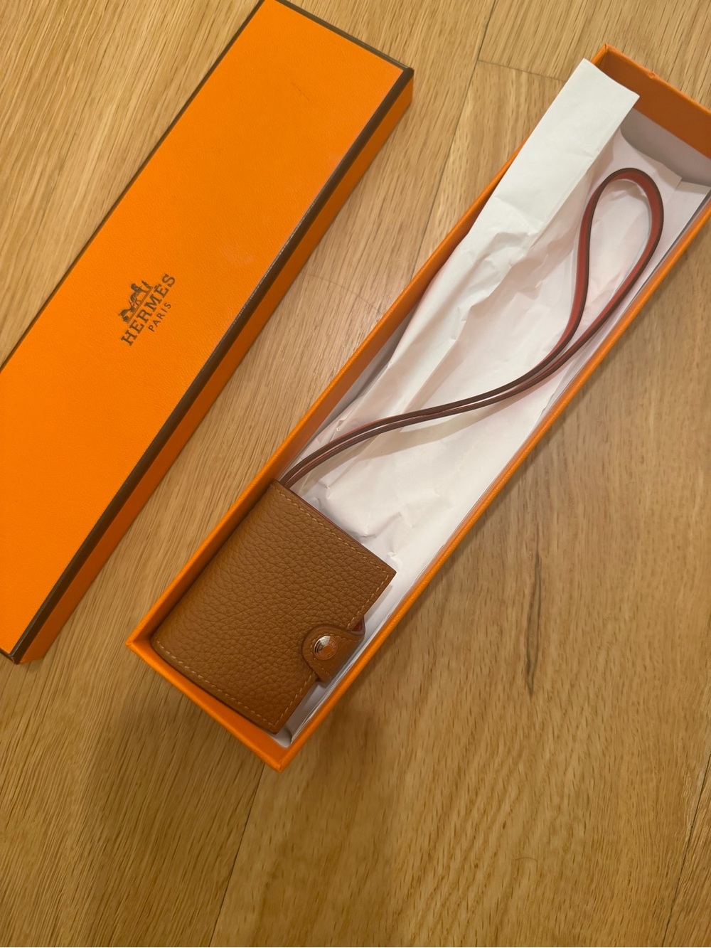 HERMES Bi-Color Gold Capucine Clemence Leather Ulysse Nano Bag Charm - V RARE